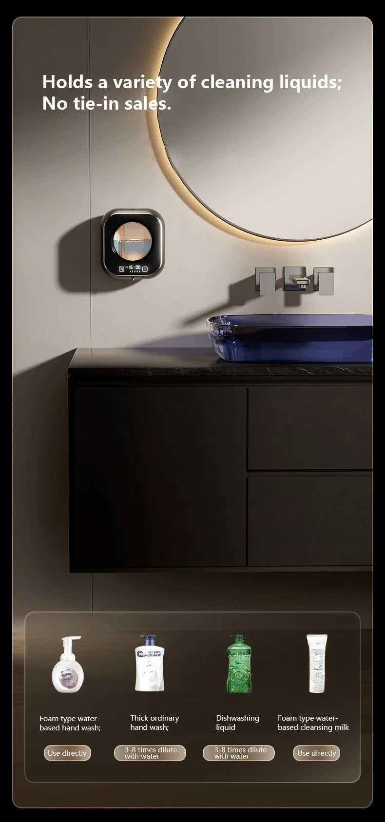 Showlu Smart General Sarmocare automatic foam soap dispenser with sleek design and sensor for touchless soap dispensing.