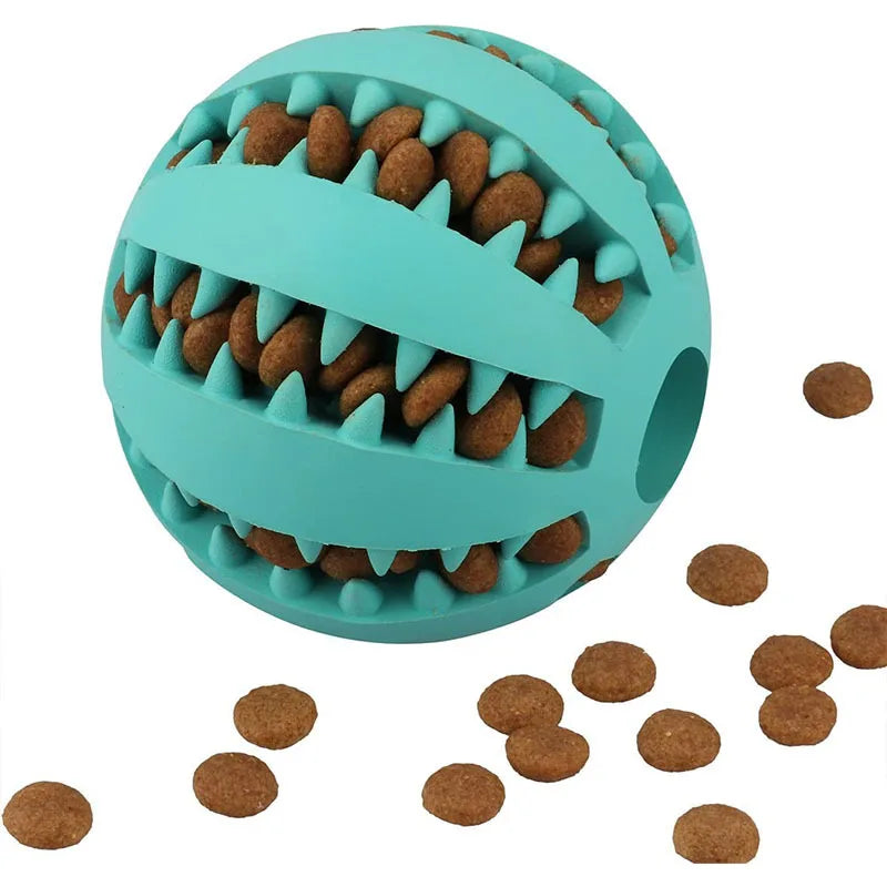 Showlu Smart General interactive rubber dog chew ball with treat dispenser, designed for puppy training and teeth cleaning.