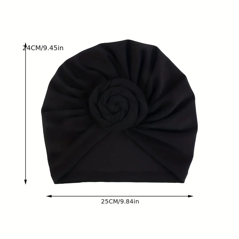 Women’s cotton turban hat with knotted design, Muslim hijab style, head cover, and hair accessory by Showlu Fashion Store.