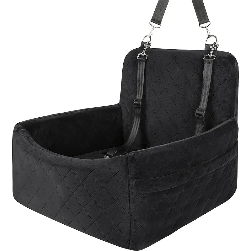Showlu Fashion Pet car seat kennel with removable washable mat, anti-slip base, suitable for puppies and cats, for front or rear car seats.