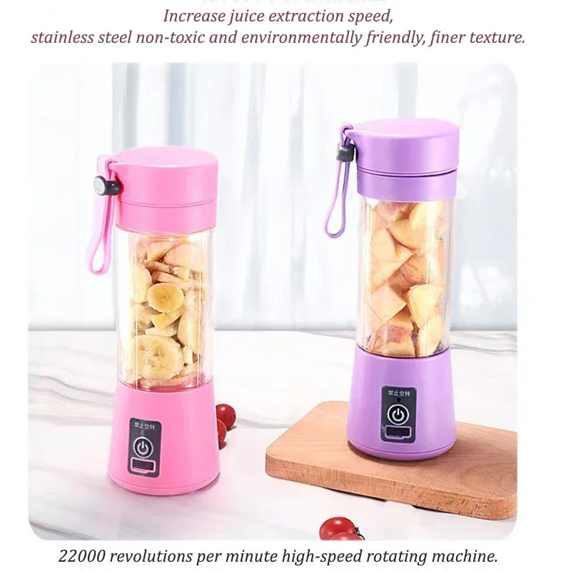 Portable mini USB juicer blender from Showlu Fashion Store, showing compact design with blending cup and USB connection for on-the-go use.