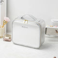 SHOWLU travel makeup bag with LED lighted mirror and PU leather toiletry case, compact and stylish for organization on the go.