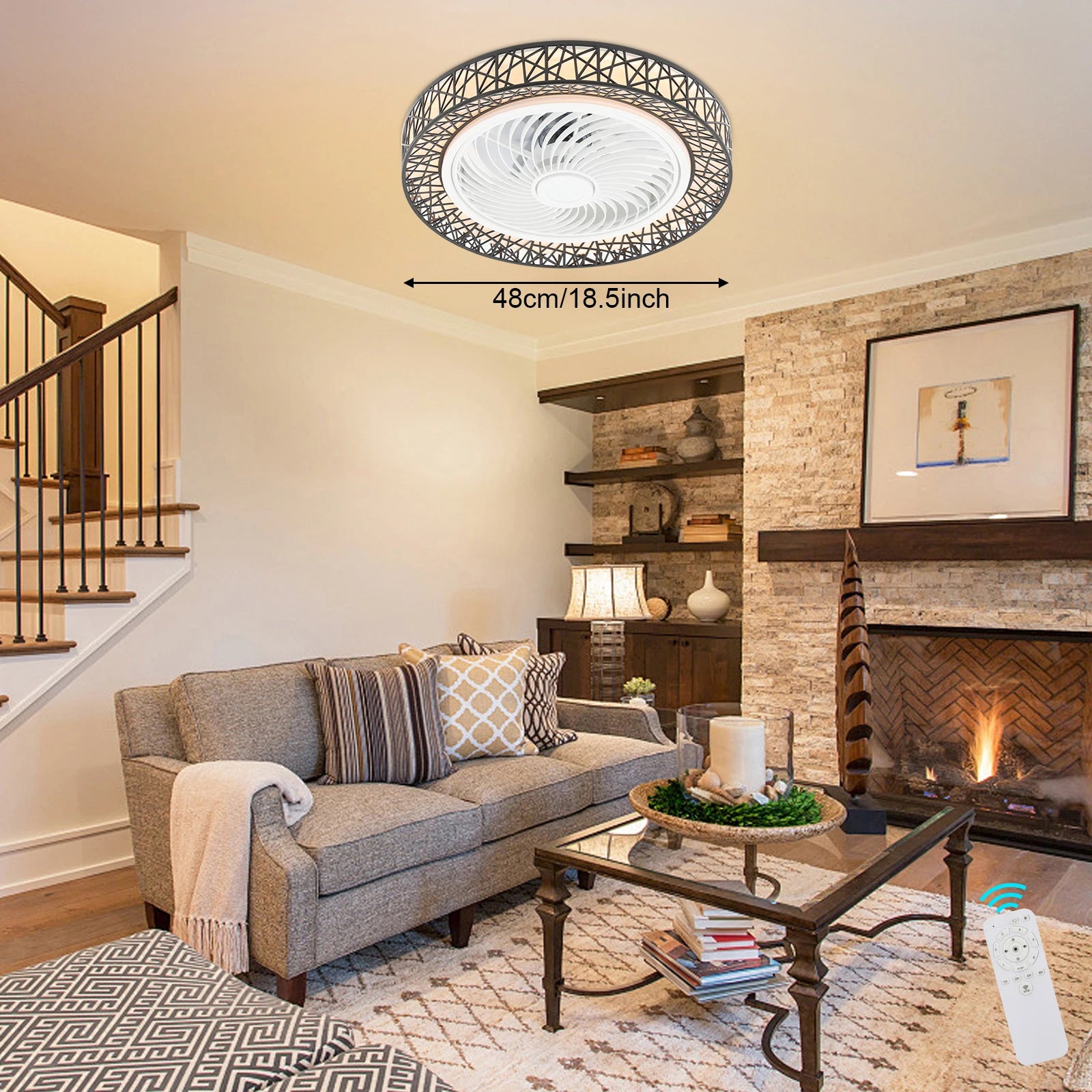 Modern Showlu Fashion ceiling fan with integrated LED light, adjustable breeze, and sleek design for contemporary home decor.