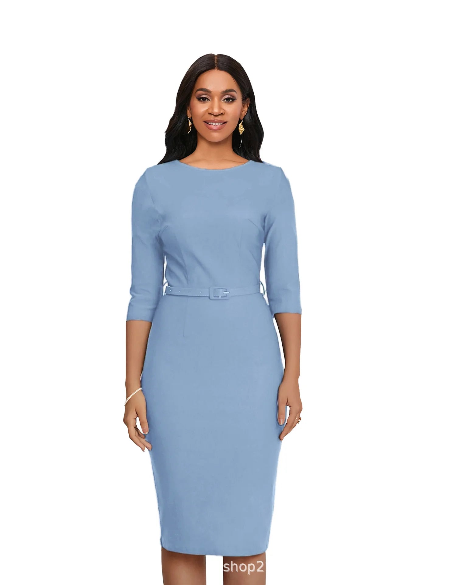 Showlu Women's knitted bodycon dress featuring a slim fit, mid-length design, and O-neck style, perfect for stylish occasions.