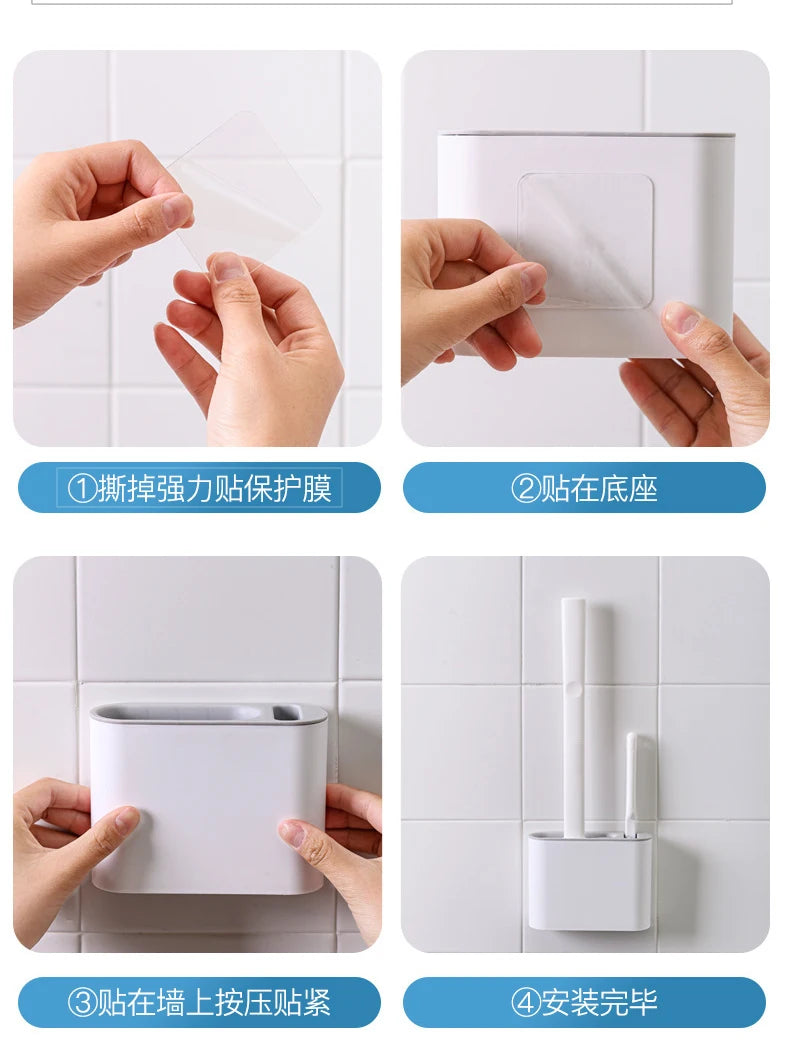 Showlu Smart General silicone toilet brush with holder, featuring a sleek design and durable bristles for effective cleaning.