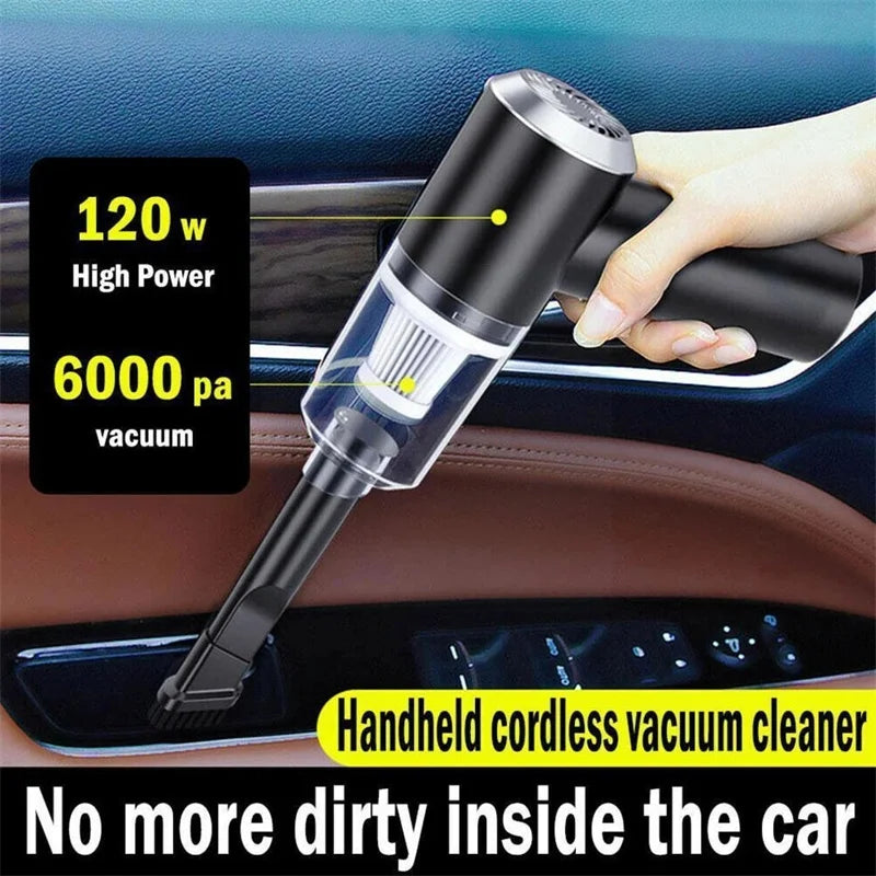 Showlu Smart portable cordless handheld car vacuum with 6000PA suction power, compact design, and ergonomic handle.
