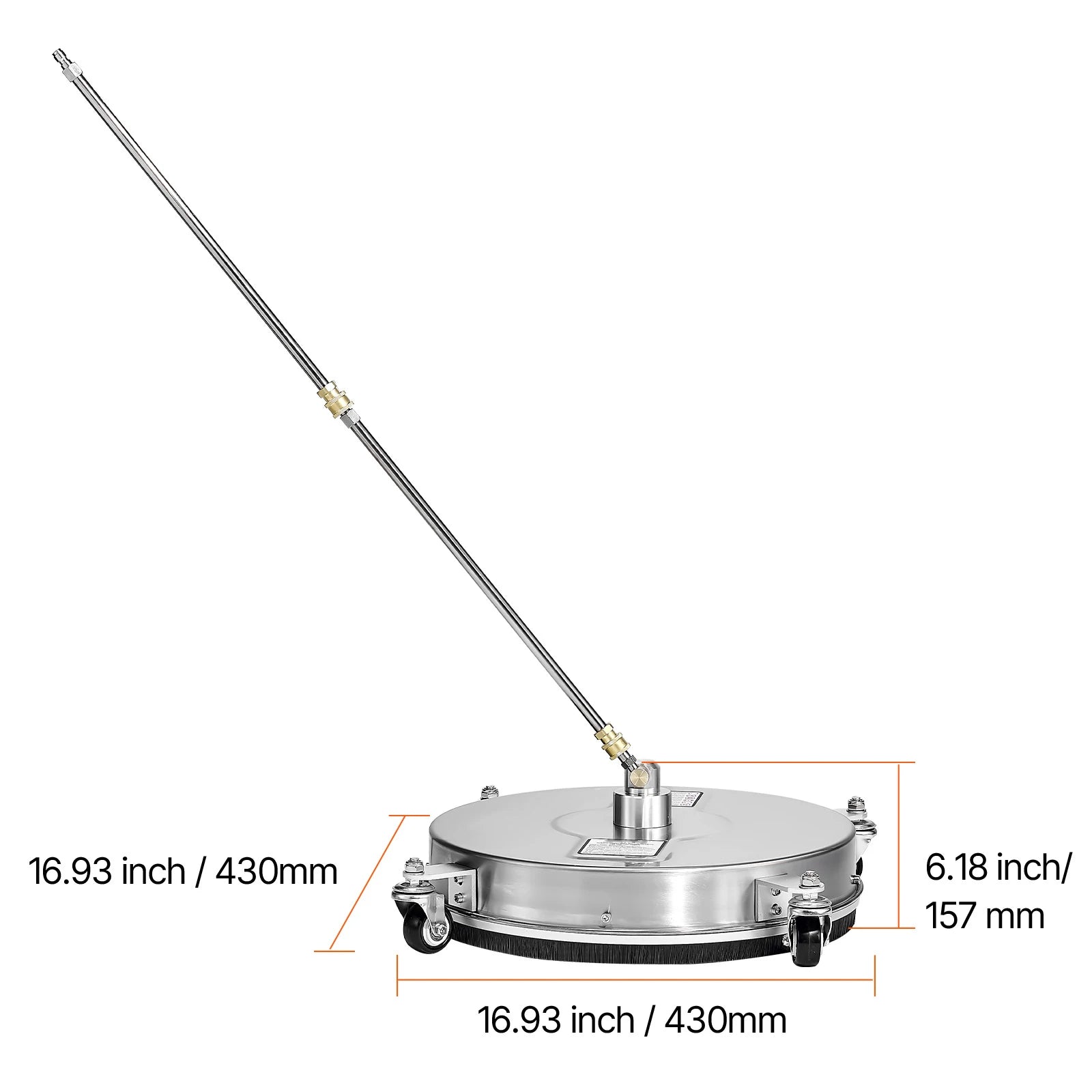 Showlu Smart General rotary surface cleaner attached to a power washer, demonstrating cleaning surface with rotating nozzles.