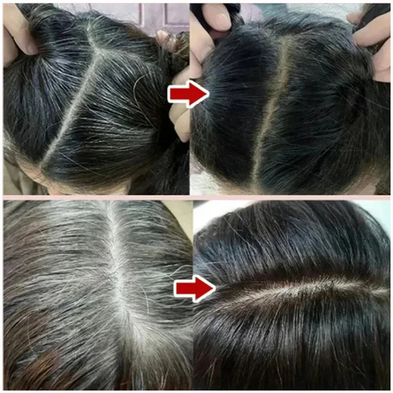 Black hair dye shampoo for gray hair, Showlu Fashion Store 3-in-1 herbal nourishing hair color cream for women and men