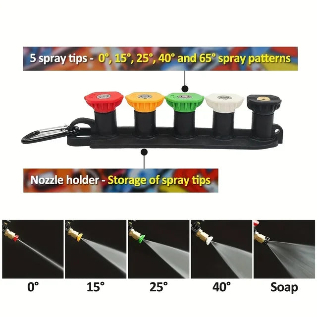 Showlu Smart General pressure washer foam gun attached to a hose with foam spraying, ideal for car cleaning and outdoor washing.
