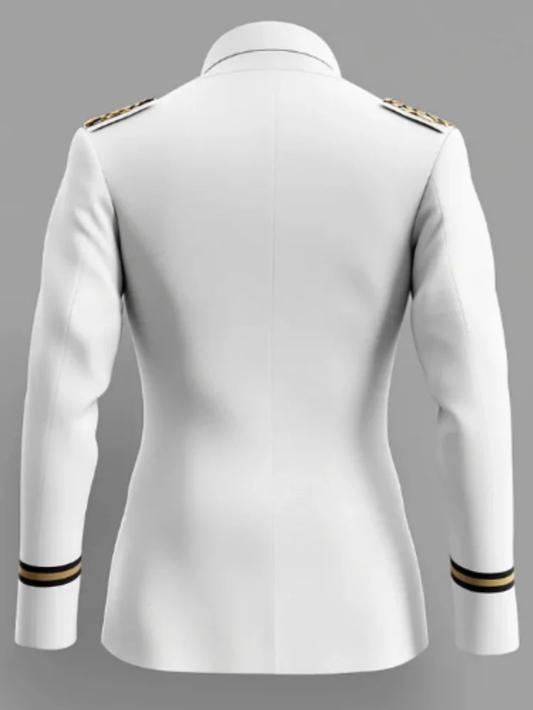 Business High-end Men Suits Slim Fit Peak stand Collar Formal Prom Tuxedos Elegant Double Breasted Striped Cuffs Male Blazers