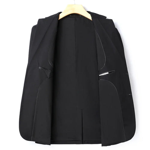 Elegant 8XL men's Italian-style slim solid color blazer and pants suit, suitable for business, weddings, and formal occasions.