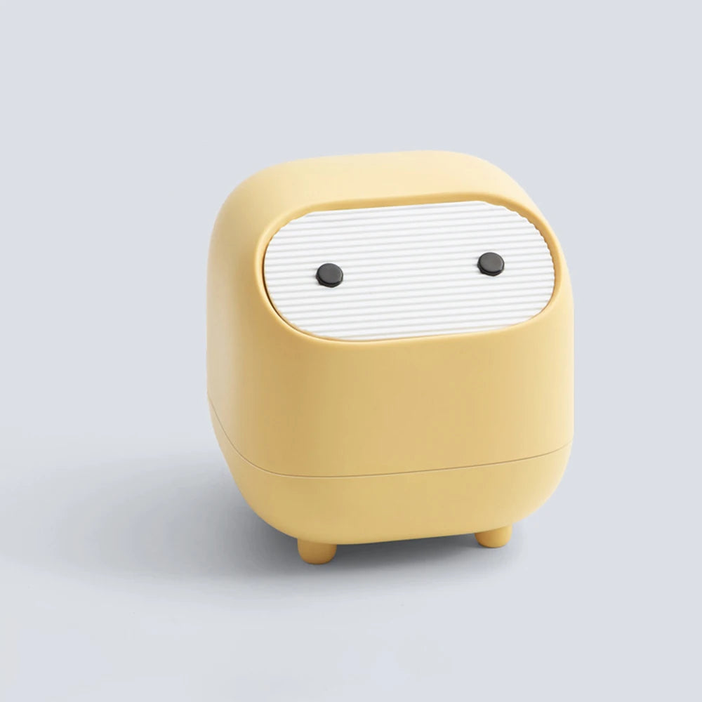 Showlu Smart General mini bathroom trash can with lid, compact white waste bin for bathroom disposal.