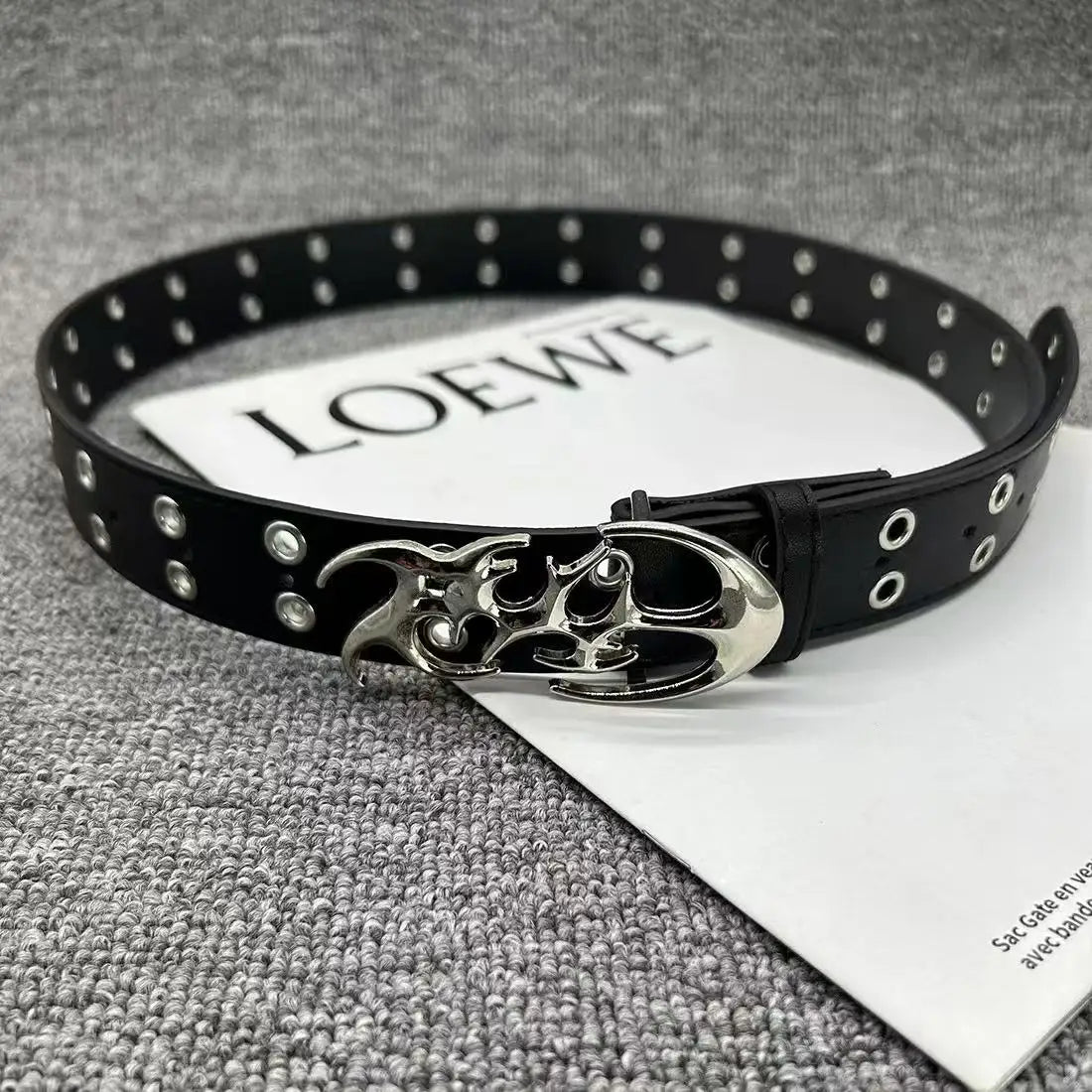 Y2K hollow PU leather punk belt for men and women, trendy neutral waist accessory, plus size fashion belt.