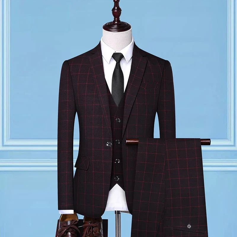 Boutique (Blazer + Vest + Trousers) Men's Fashion Business Slim A Variety of Elegant Gentlemen's Casual Dresses Formal 3-Piece