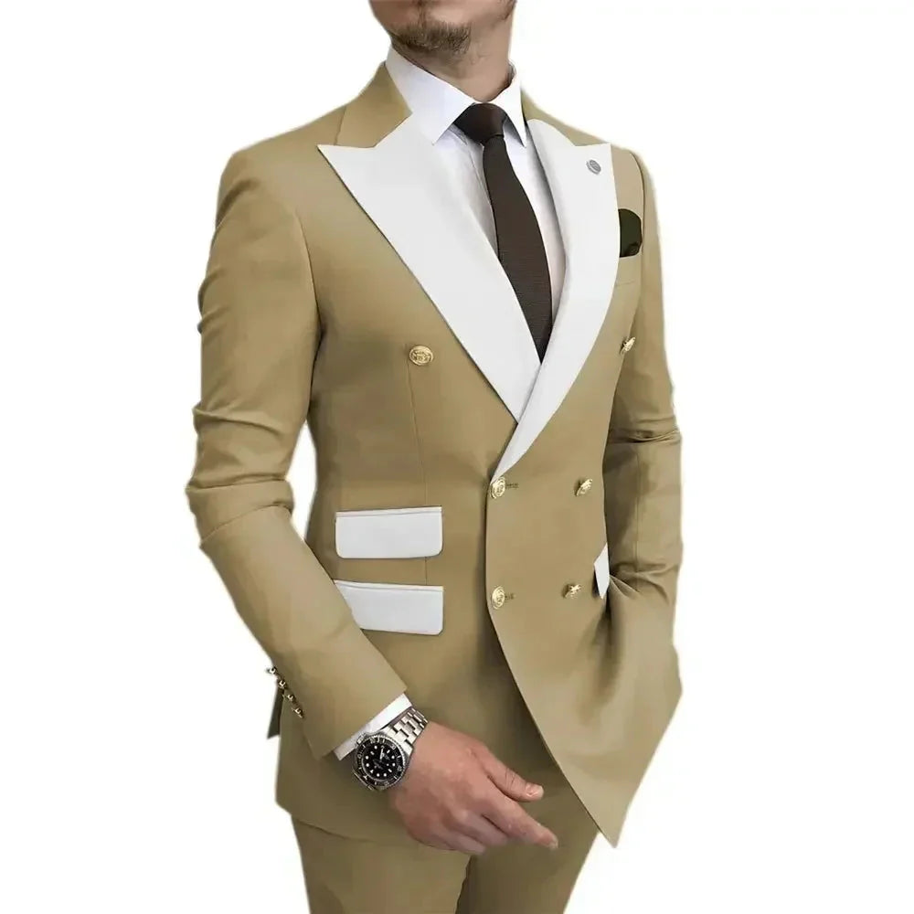 Men's double-breasted blazer and pants suit by SHOWLU FASHION, featuring a stylish, tailored design in classic black.