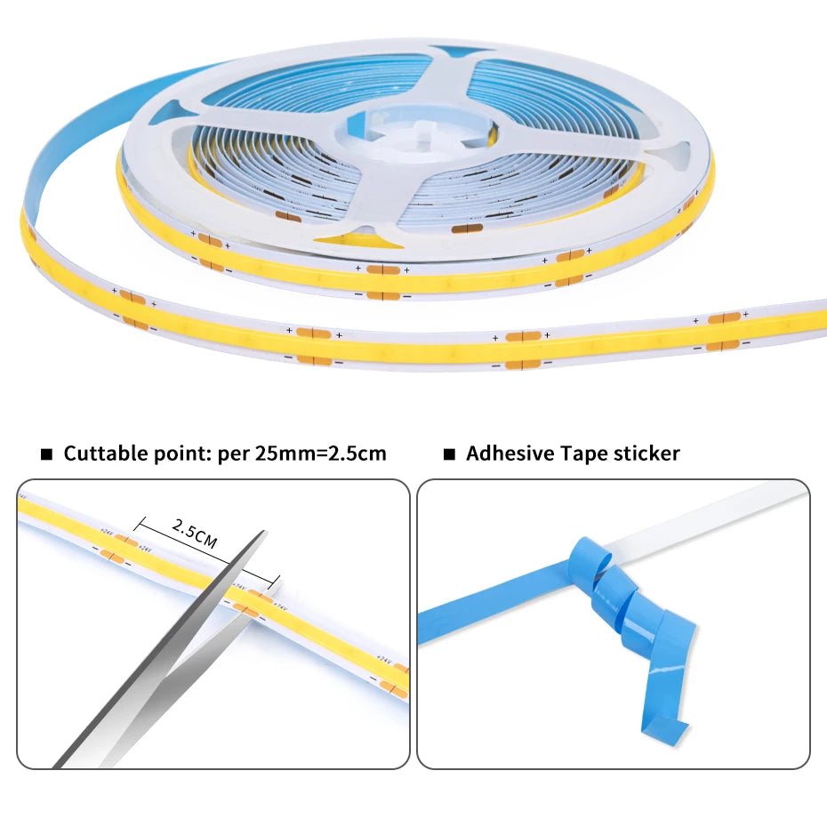 Showlu Smart YEMEKE 12V COB LED strip with door sensor, flexible lighting strip for home or security use