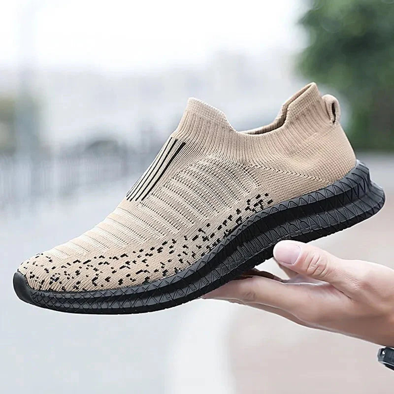 SHOWLU men's breathable mesh slip-on walking shoes with sporty design and lightweight running sneakers for comfortable everyday wear