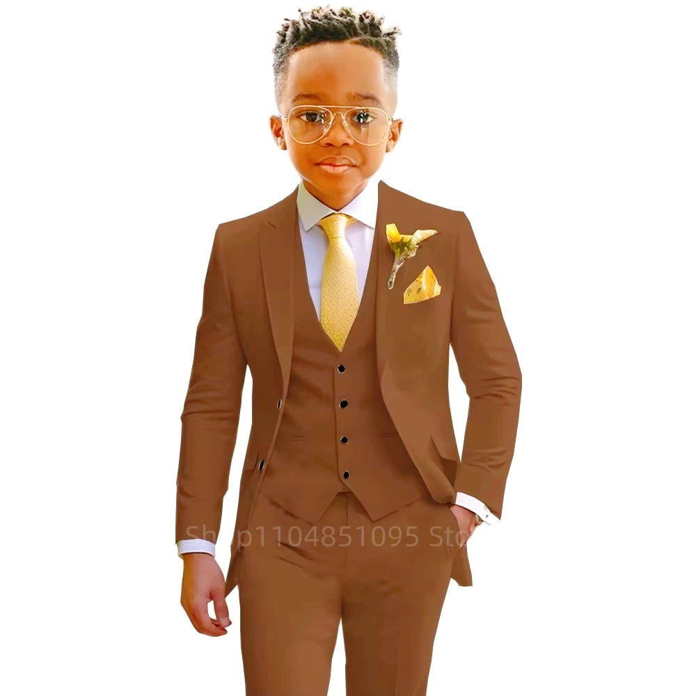 Boy's formal 3-piece suit for weddings and parties, stylish black suit with matching vest and trousers, from 1170uf-he.