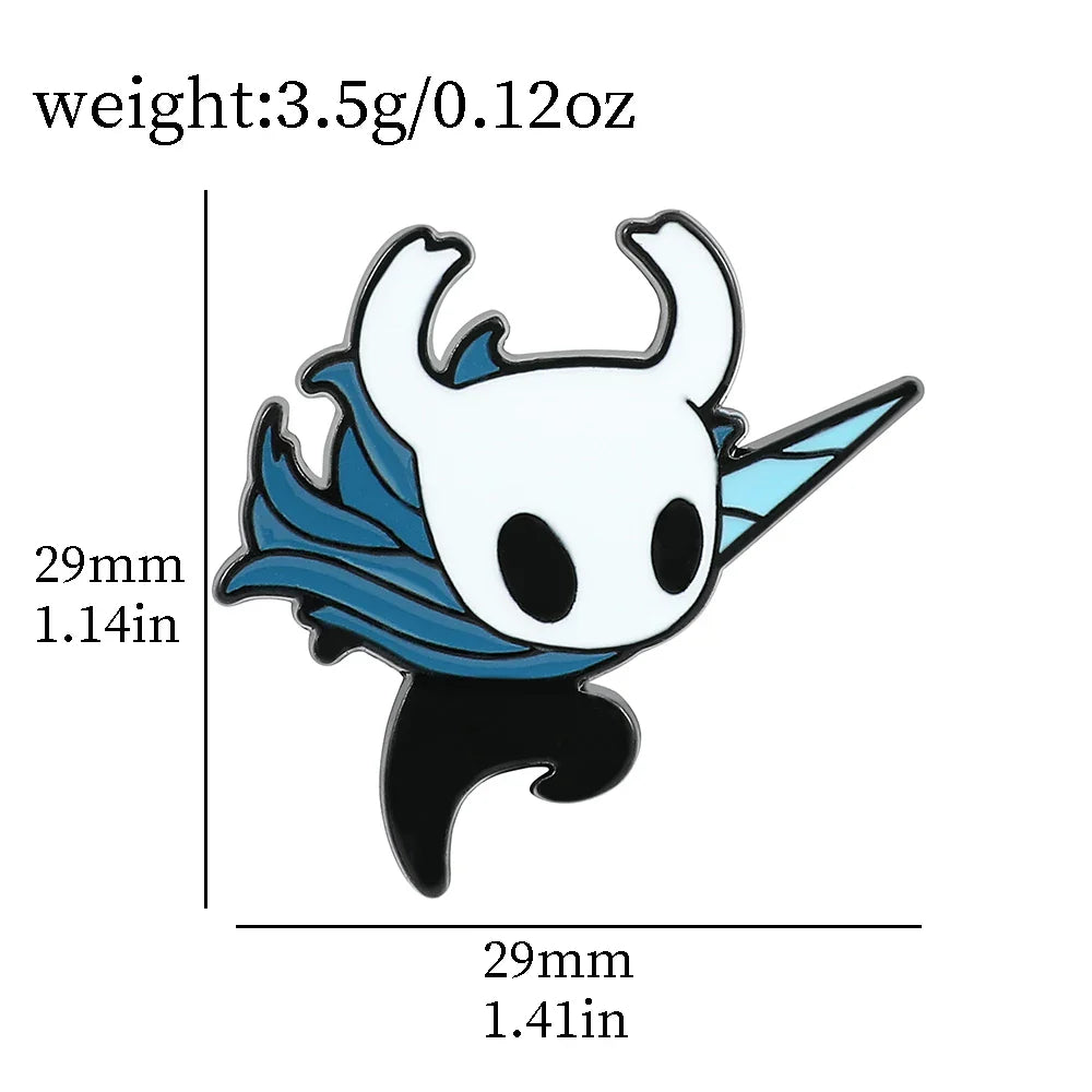 Hollow Knight enamel pin featuring zinc alloy metal game badge with detailed design, ideal for pin collectors and fans of the game.