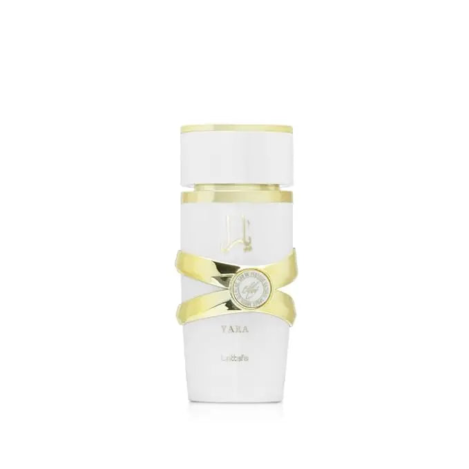 Lattafa Yara Moi women's Arabian perfume bottle with 100ml gourmand fragrance, featuring elegant packaging and floral design.