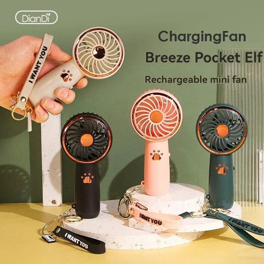 2025 Summer New Mini Mini Fan Cute Cartoon Portable Charging USB Handheld Fan Student Outdoor Fan
