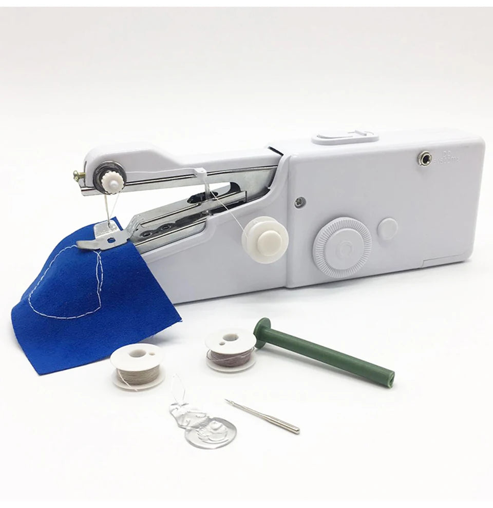Showlu Smart General mini handheld sewing machine with compact design and built-in thread spool for quick sewing repairs.