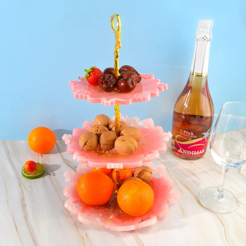 Three-layer fruit-shaped silicone mold for epoxy resin, used to create tea plates, disc cups, and decorative resin art.