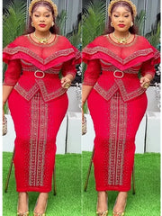2025 Elegant African Dresses for Women New Africa Clothing Plus Size Spring Wedding Party Long Dress Dashiki Ankara Outfits Robe