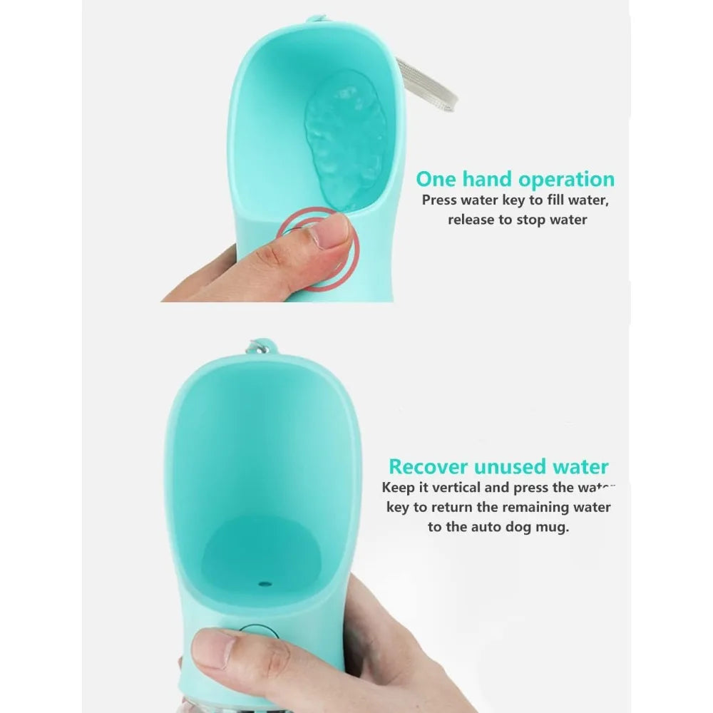Showlu portable glass dog water bottle with leakproof outdoor pet bowl, ideal for easy hydration during walks and outdoor activities