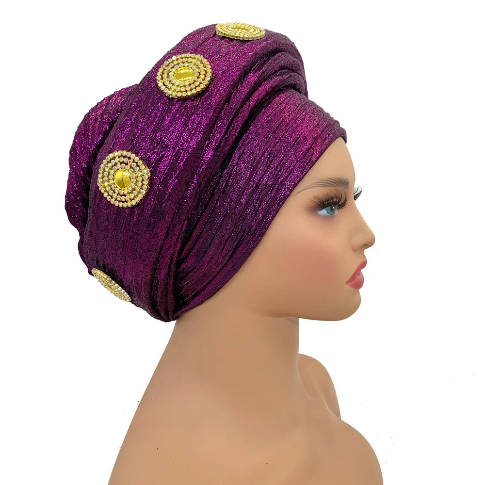 Female Wrap Head Bonnet Muslim Headscarf Hat Turbante Mujer African Autogele Headtie Fashion Women's Turban Cap