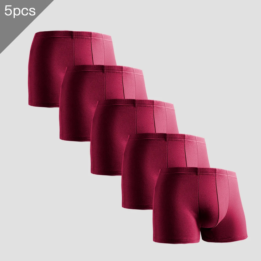 Showlu men's cotton boxer shorts set with five breathable, lightweight summer underwear in various colors
