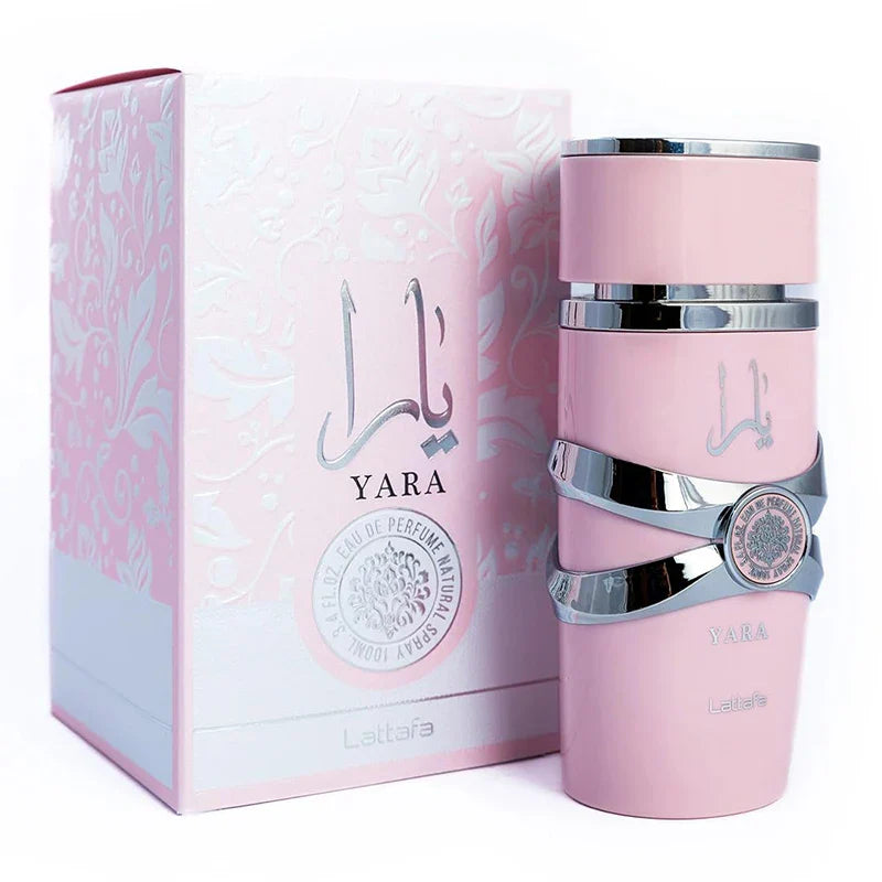 Lattafa Yara Eau de Parfum for Women, 100ml, featuring a long-lasting floral scent with elegant packaging.