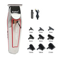 Showlu Smart KM-032 electric beard trimmer kit with silver hair clipper, featuring adjustable blades and ergonomic design.
