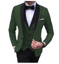 Showlu men's 3-piece slim fit wedding suit with wool blend fabric, shawl lapel tuxedo, tailored for formal occasions.