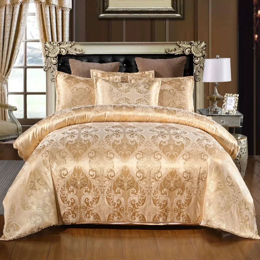 2/3Pcs Set of Light Luxury Bedding Home Textile European Satin Jacquard Bedding Set Duvet Cover Pillowcase Juego De Ropa De Cama