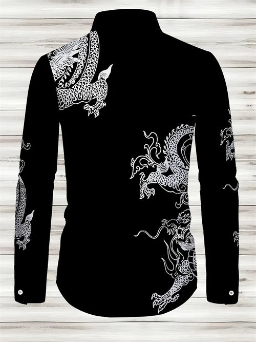 Men's casual street printed long sleeve shirt with collar, perfect for spring and autumn, by Showlu Fashion Store.