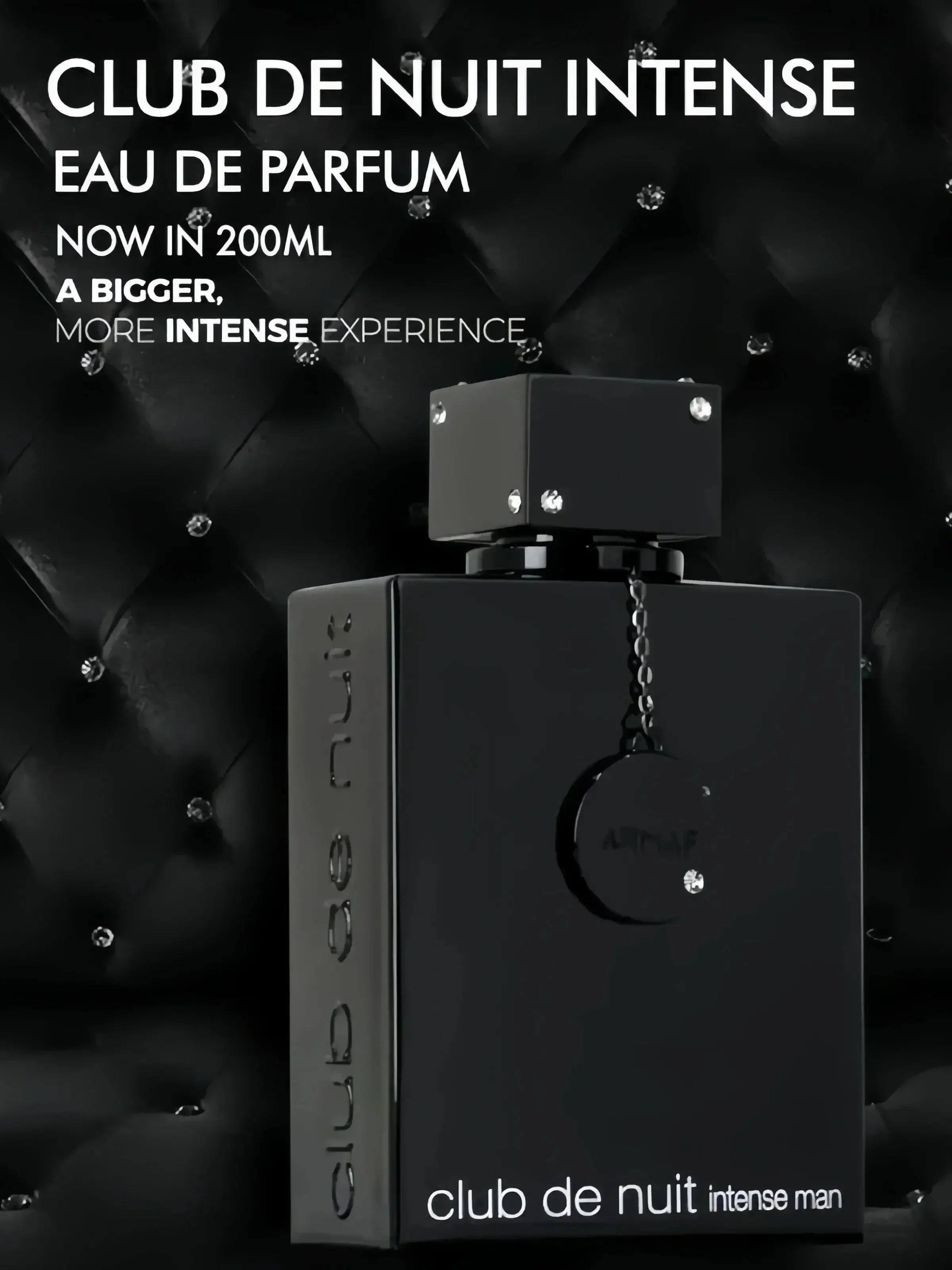 Unisex Armaf Club De Nuit Intense Man EDP fragrance bottle, 100ml, with sleek design and label, showcasing a luxurious scent.