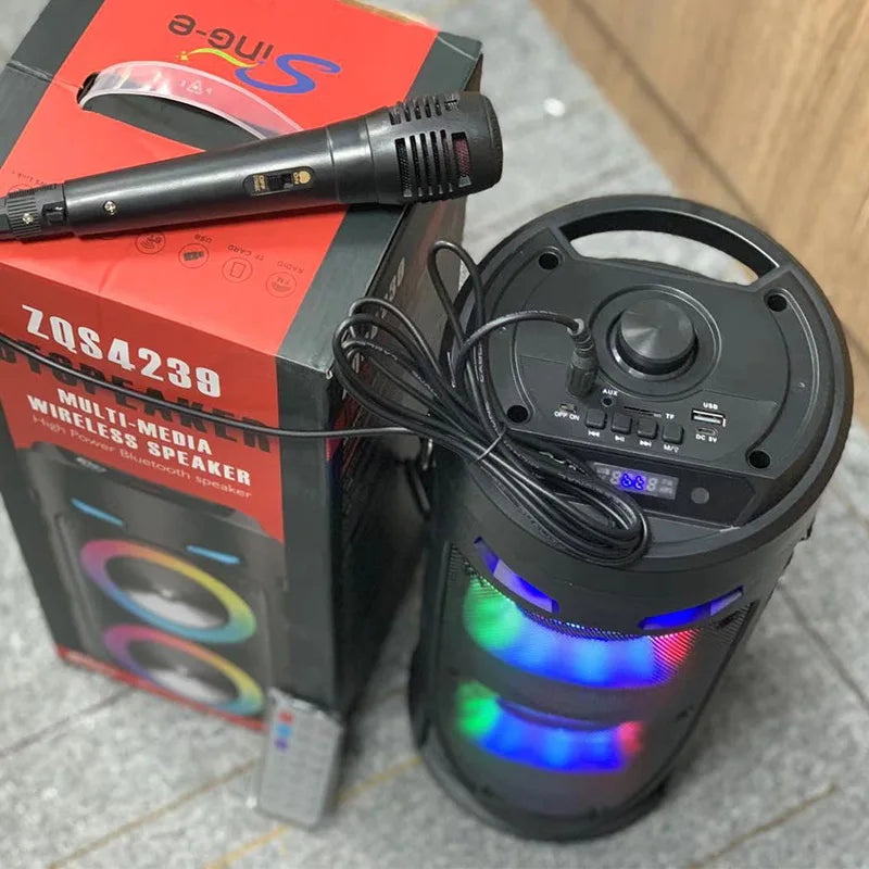 Portable MouZYuan 30W Bluetooth speaker with LED, HiFi wireless subwoofer, compact design, perfect for music on the go