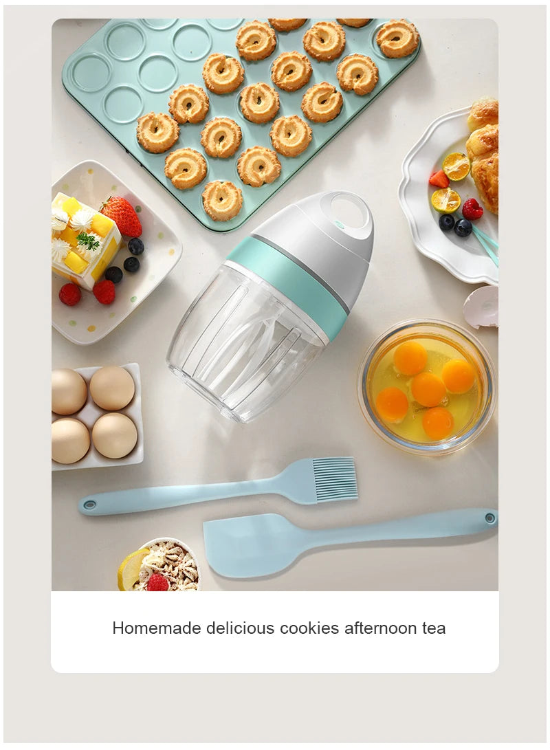Showlu Smart General USB electric egg beater handheld mixer with stainless steel beaters and compact design for kitchen baking tasks.