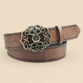 Retro Western denim style belt with decorative print, designed for women, featuring a classic casual and fashionable look.
