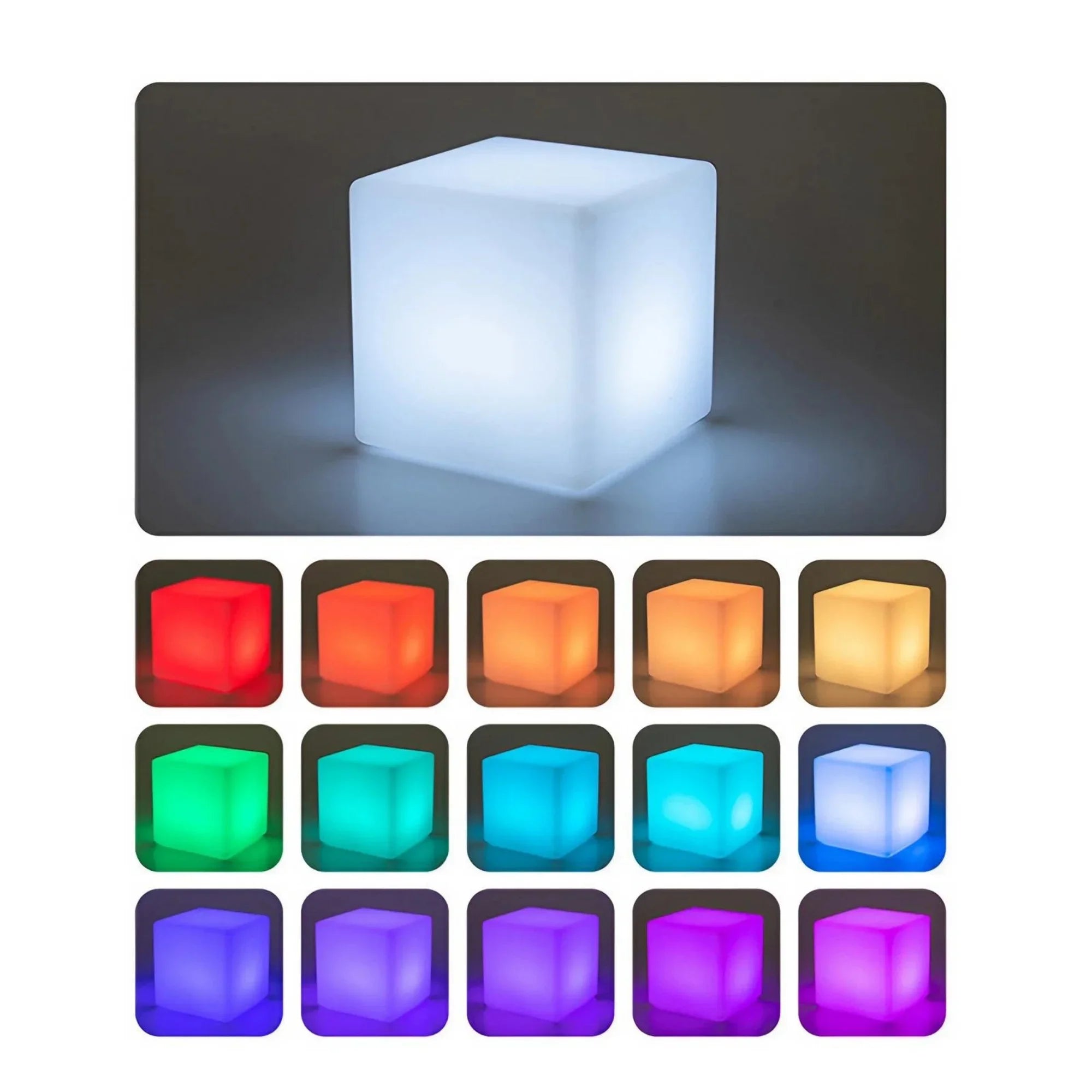 Showlu Smart General LED Smart Mood Cube glowing with colorful lights, showcasing its modern, cube-shaped design and vibrant LED features.