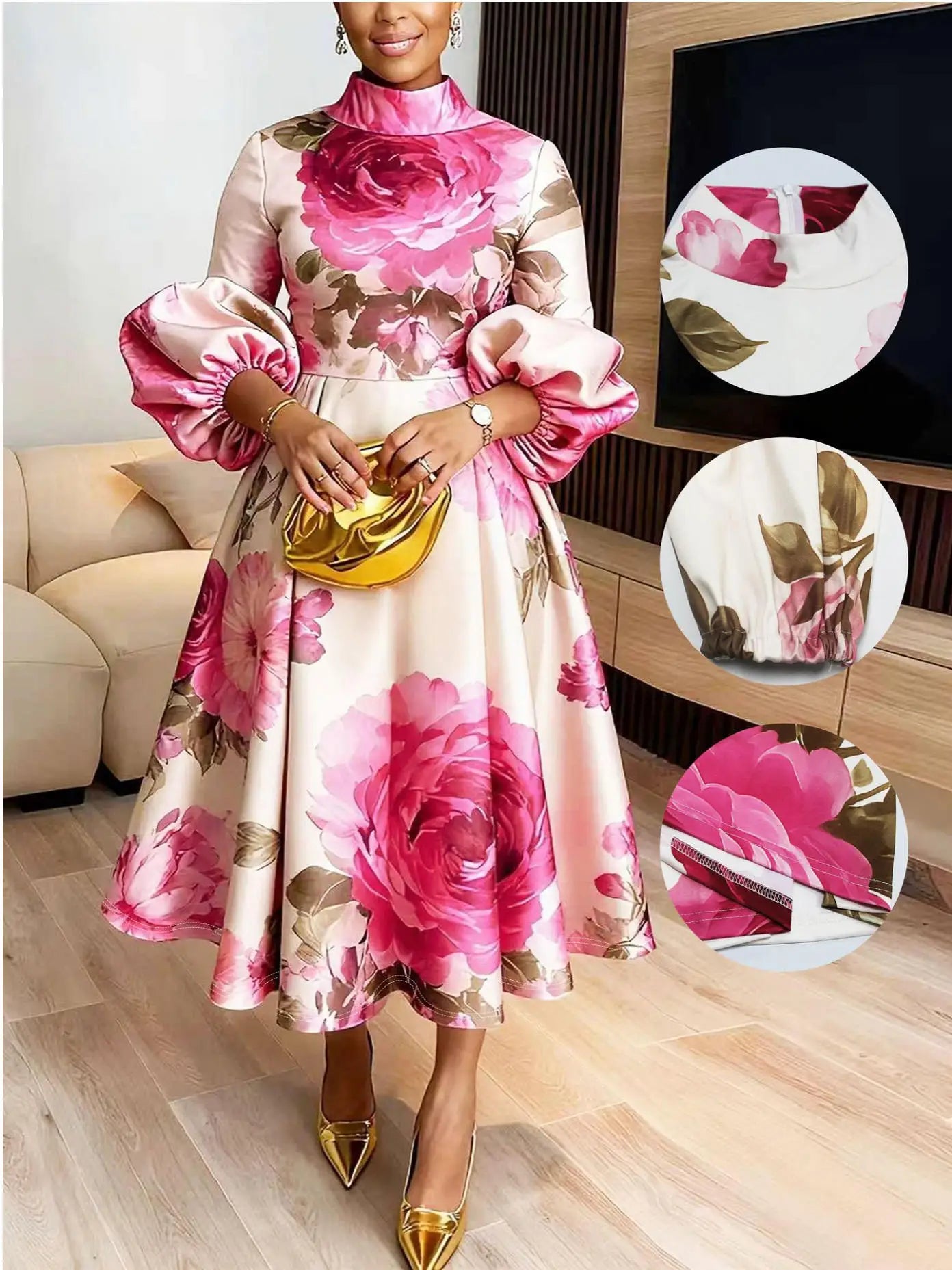 Elegant Dress Women for Wedding Party Summer African Half Sleeve Polyester Wedding Printing Midi Dress Dashiki Africa Clothing