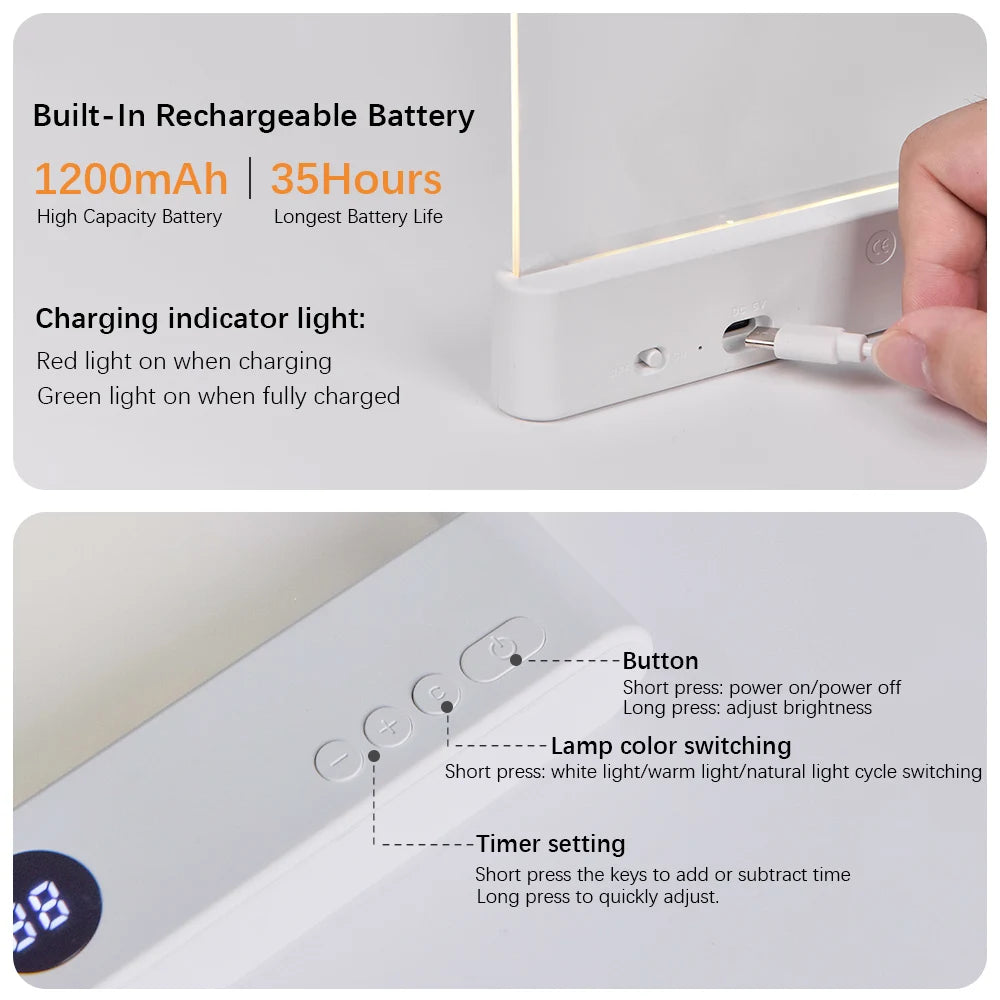 Showlu Smart General rechargeable LED book reading light with clip, adjustable night lamp for reading in bed or low light conditions.