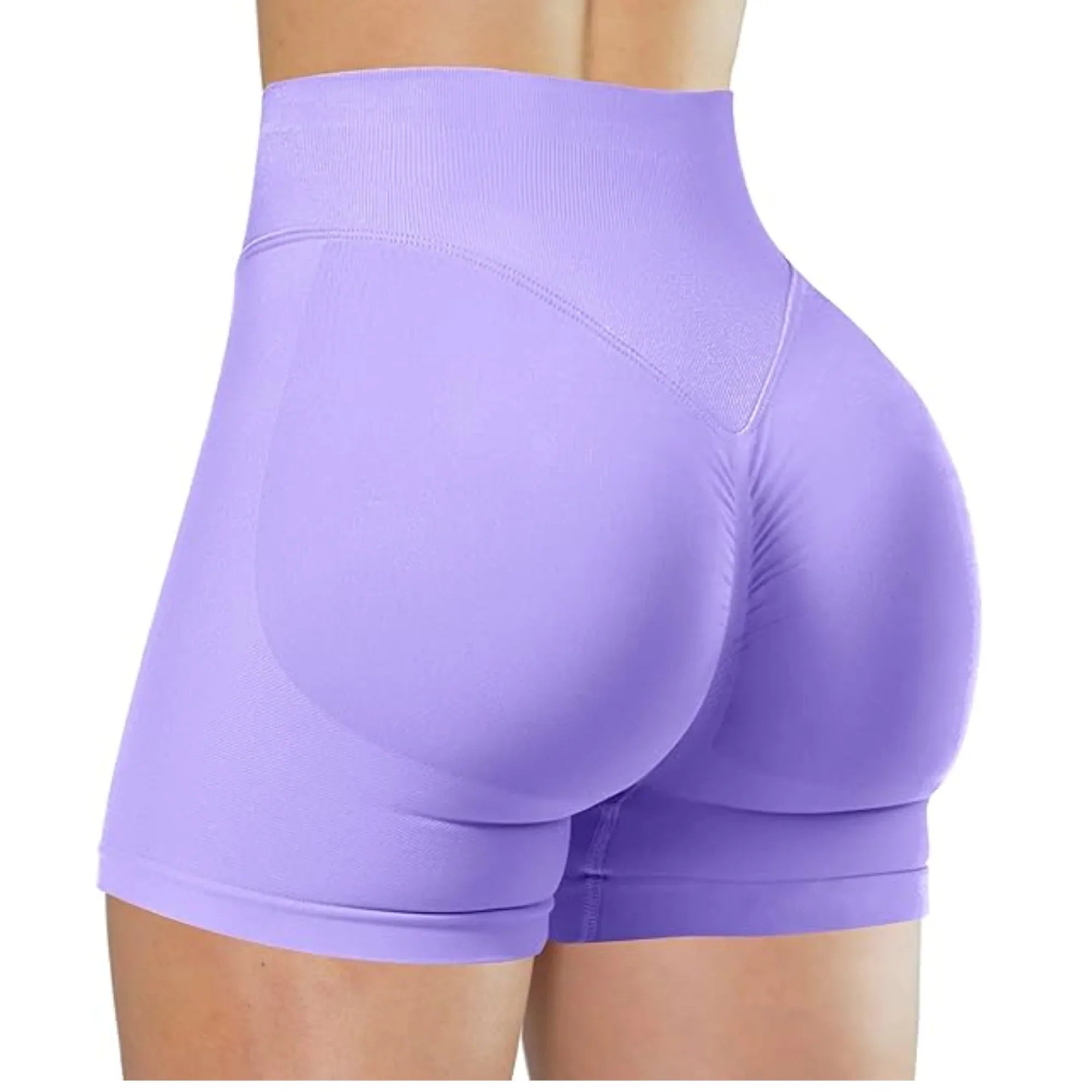 Women's high waisted yoga shorts by MEHEOL, made of nylon spandex, designed for running and active fitness.