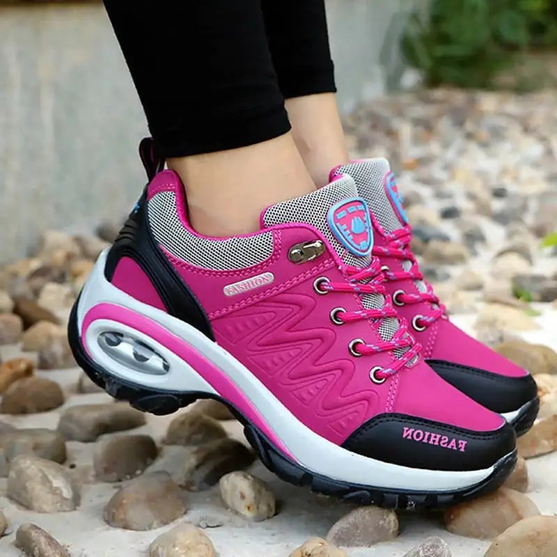 Women’s platform sports sneakers by Showlu Fashion Store, non-slip outdoor hiking and casual low-top running shoes.