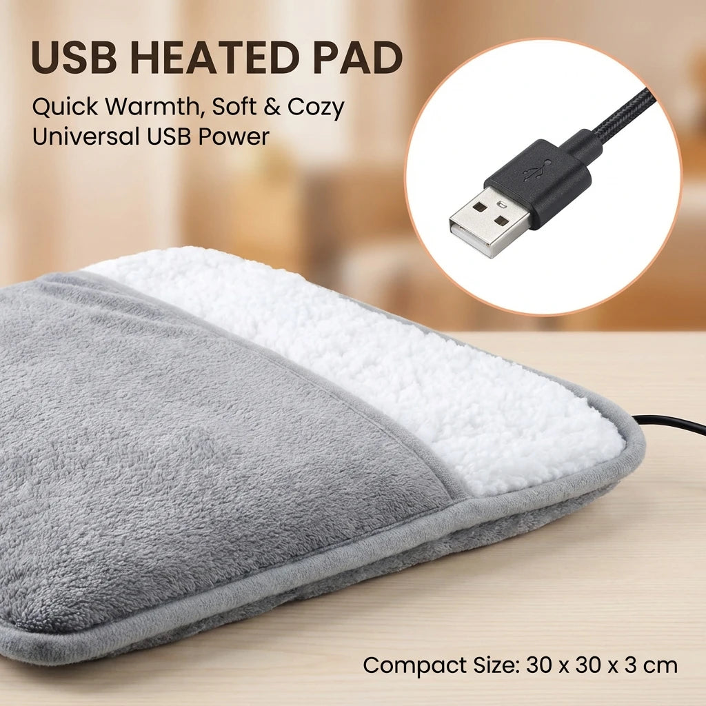 Showlu Smart General USB heated foot warmer pad with plush fabric and adjustable temperature control for cold weather comfort.