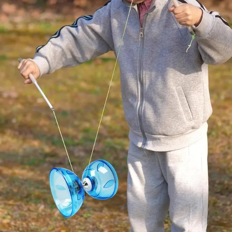 Portable Diabolo Chinese yoyo set with sticks and string, ideal for outdoor indoor agility exercises for adults and kids.