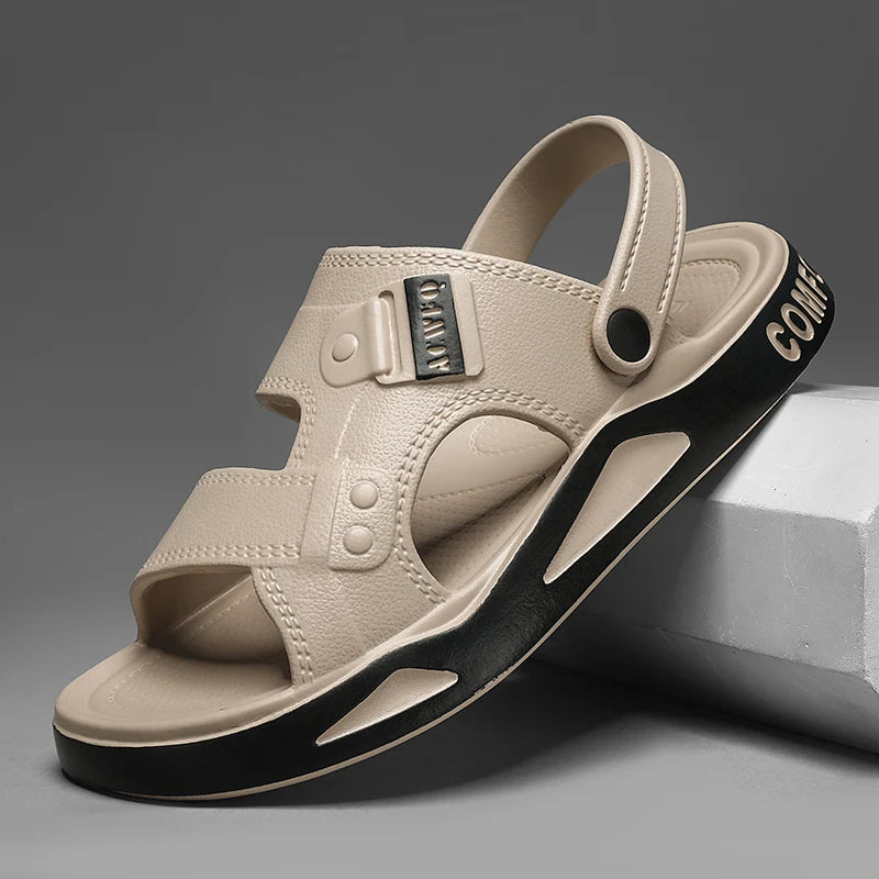 Men's summer EVA slippers with thick soles, open-toe design, non-slip beach sandals, ideal for outdoor wear