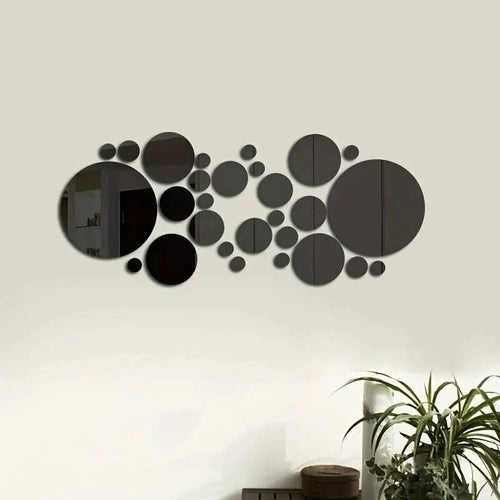 Set of 26 round 3D acrylic mirror wall stickers from Showlu Fashion Store, ideal for bedroom, bathroom, and TV background decor.