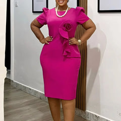Dashiki African Dresses for Women Elegant Spring Fashion Africa Short Sleeve Polyester Bodycon Midi Dress Outfits Ankara Dresses